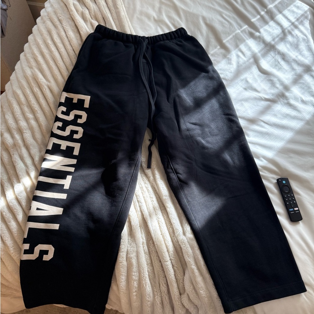 Fear of God Essentials Black Sweatpants with Bold Logo